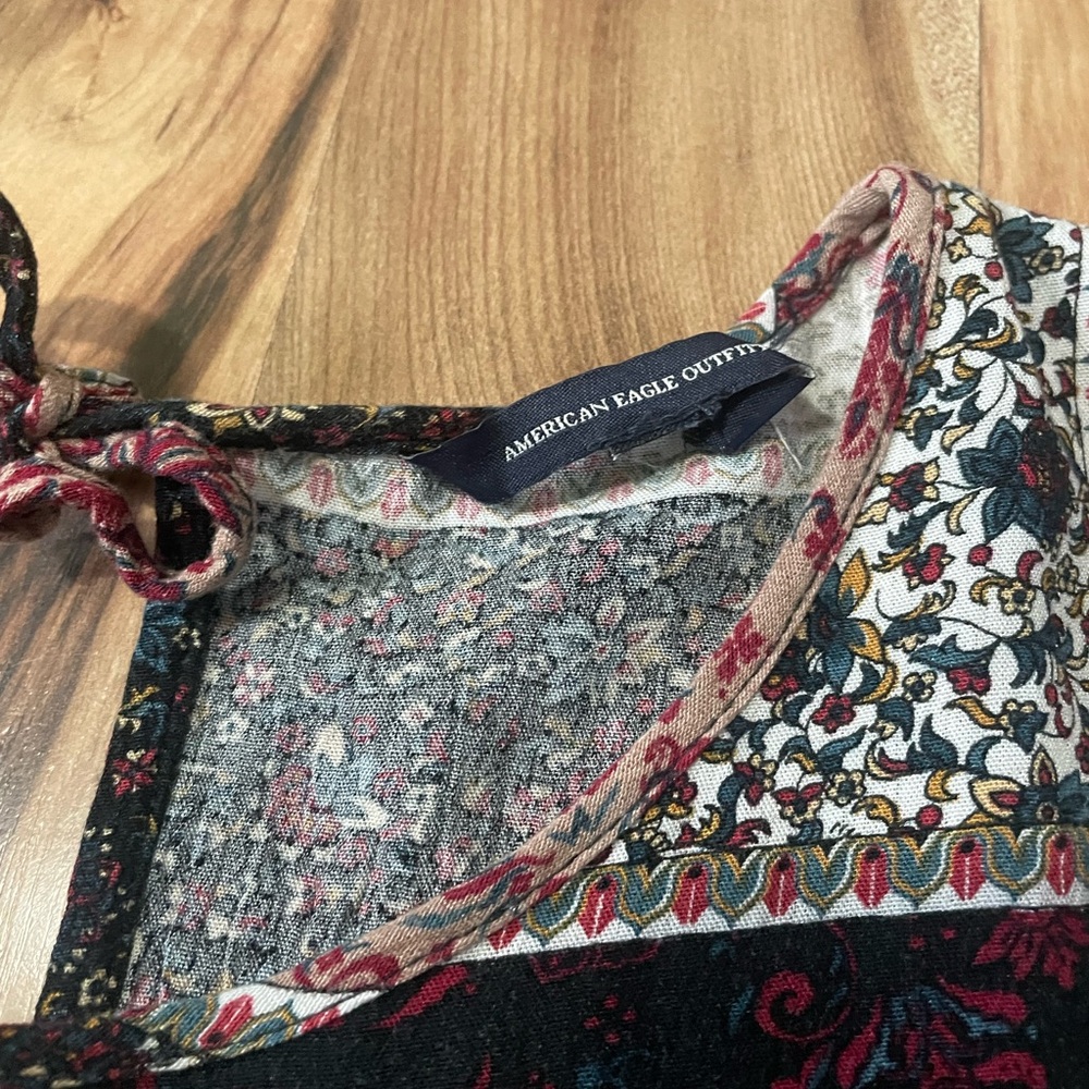 American Eagle Bell Sleeve Patchwork Swing Dress … - image 4